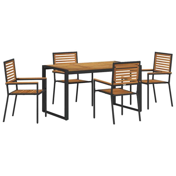 vidaXL Ensemble de salle &agrave; manger pour jardin 5 pcs Noir et Marron