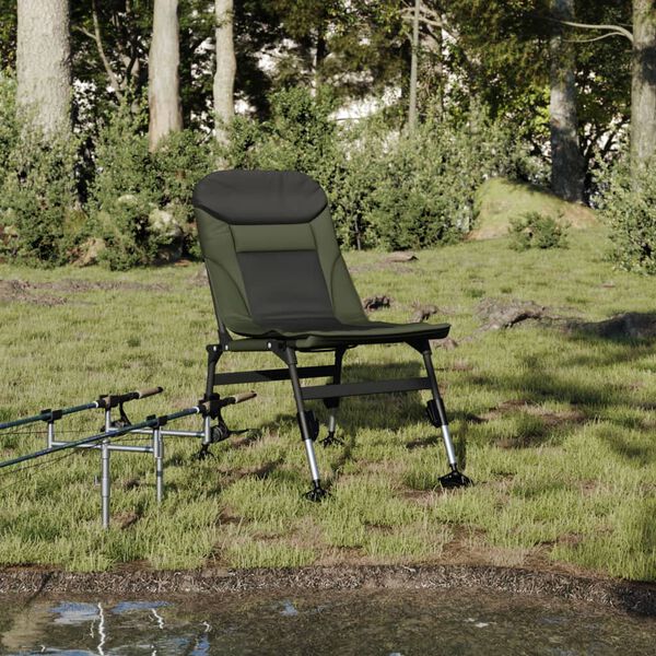 vidaXL Chaise de p&ecirc;che avec pieds &agrave; boue r&eacute;glables pliable vert