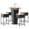 vidaXL Ensemble de bar de jardin 5 pcs avec coussins noir poly rotin