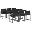 vidaXL Ensemble &agrave; manger de jardin coussins 7pcs Noir R&eacute;sine tress&eacute;e