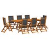 vidaXL Ensemble &agrave; manger de jardin 9pcs bois d'acacia solide textil&egrave;ne