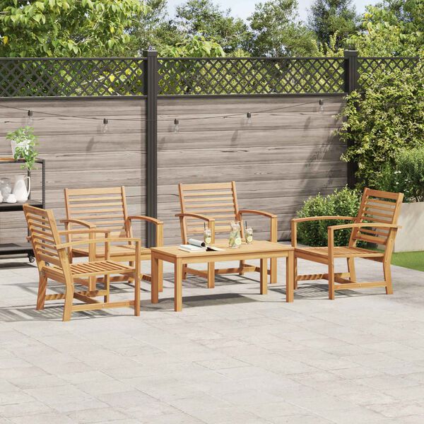 vidaXL Ensemble de canap&eacute; de jardin 5 pcs Naturel Bois de teck massif
