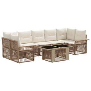 vidaXL Ensemble de canap&eacute; de jardin 8 pc Beige et blanc cr&egrave;me