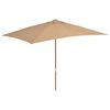 vidaXL Parasol d'ext&eacute;rieur avec m&acirc;t en bois 200 x 300 cm taupe