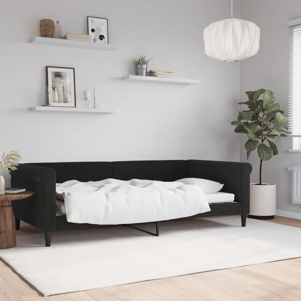 vidaXL Lit de repos sans matelas noir 100x200 cm velours