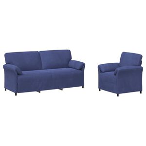 vidaXL Ensemble de Canap&eacute;s 2 pc Bleu police Velours