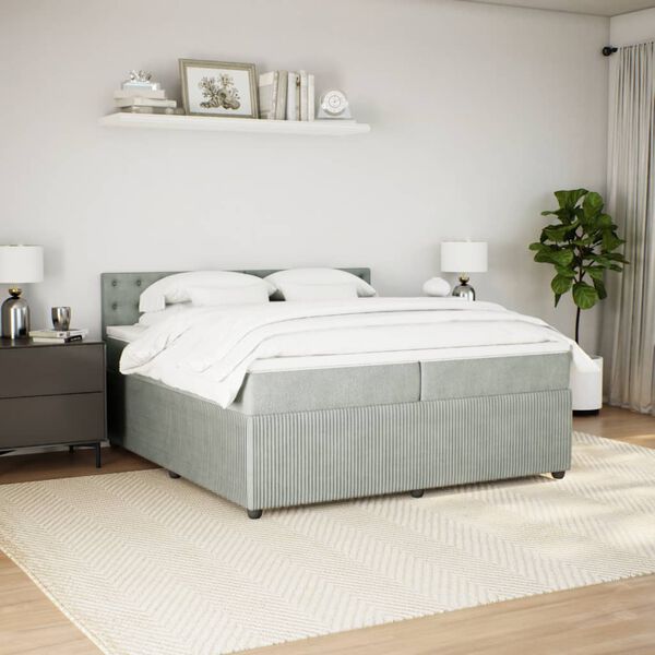 vidaXL Sommier &agrave; lattes de lit et matelas Gris clair 200x200cm Velours