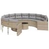 vidaXL Canap&eacute; de jardin avec table coussins rond beige r&eacute;sine tress&eacute;e
