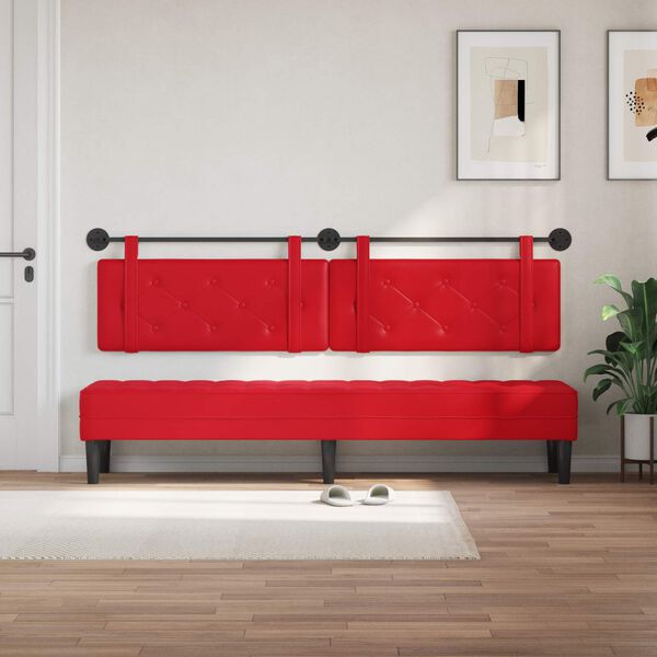 vidaXL T&ecirc;te de lit suspendue Rouge 210 x 55 x 5 cm Simili cuir