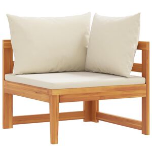 vidaXL Canap&eacute; d'angle avec coussins blanc cr&egrave;me Bois d'acacia solide