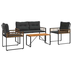 vidaXL Ensemble de meubles d'ext&eacute;rieur 4 pc Gris fonc&eacute;