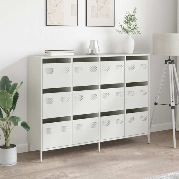 vidaXL Buffet blanc 135x39x103,5 cm acier laminé à froid