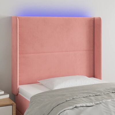 vidaXL Tête de lit à LED Rose 103x16x118/128 cm Velours