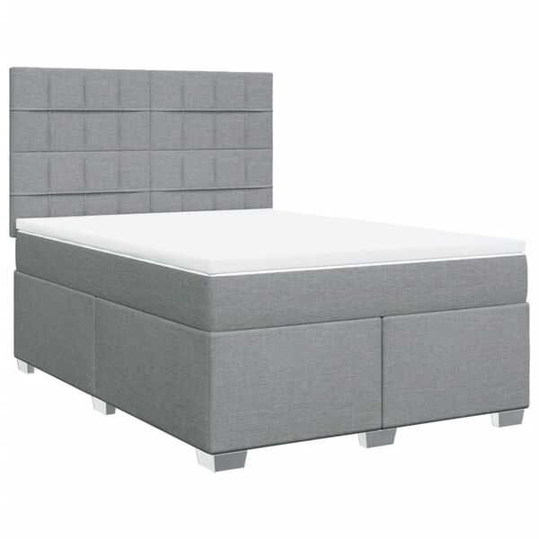 vidaXL Sommier &agrave; lattes de lit avec matelas Gris clair 140x200cm Tissu