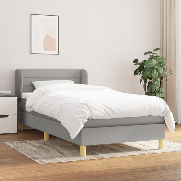 vidaXL Sommier &agrave; lattes de lit avec matelas Gris clair 80x200 cm Tissu