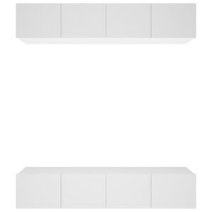 vidaXL Meubles TV 4 pcs blanc 80x30x30 cm bois d'ing&eacute;nierie