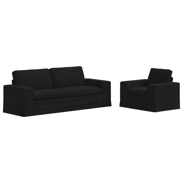 vidaXL Canap&eacute; 180cm 2 pcs Noir M&eacute;tал