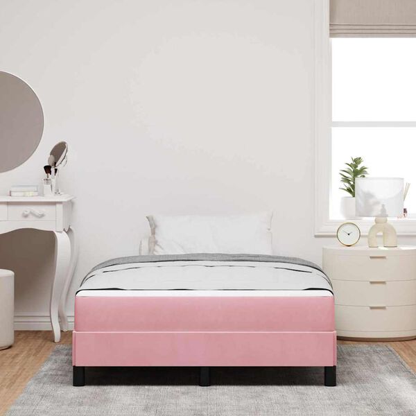 vidaXL Lit &agrave; ressorts avec matelas Rose 120 x 200 cm tissu