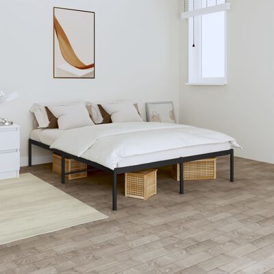 vidaXL Cadre de lit métal sans matelas noir 140x200 cm