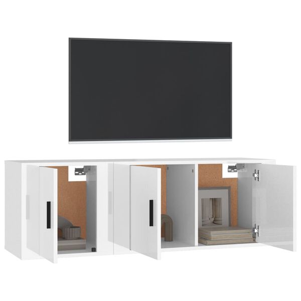 vidaXL Ensemble de meubles TV 2 pcs blanc brillant bois d'ingénierie