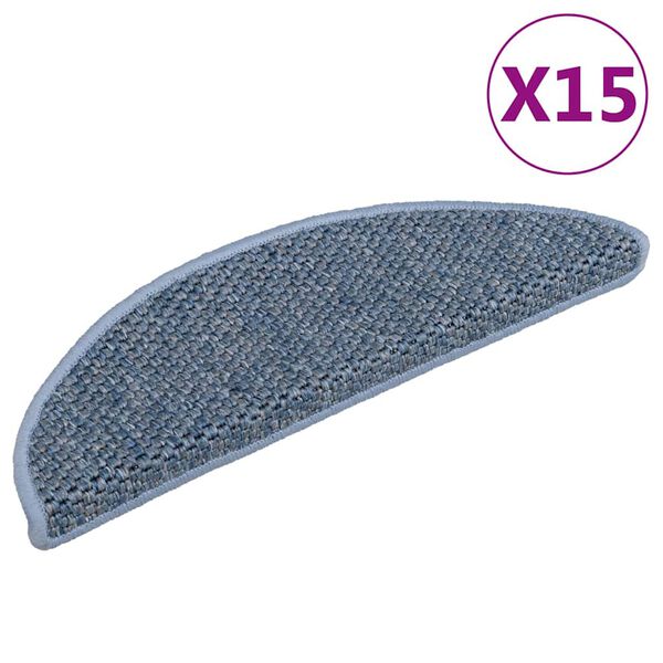 vidaXL Tapis d'escalier autocollants 15 pcs 56x17x3 cm Bleu