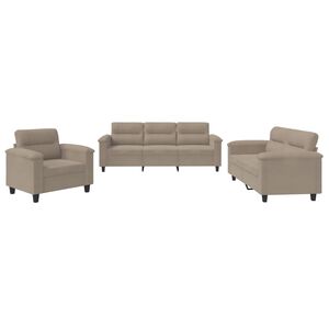 vidaXL Ensemble de canap&eacute;s 3 pcs avec coussins taupe tissu microfibre