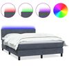 vidaXL Sommier &agrave; lattes de lit et matelas et LED gris fonc&eacute; 160x210cm velours