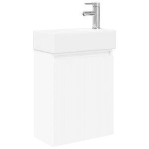 vidaXL Meuble de salle de bain avec robinet Blanc 45,5 x 22,5 x 84 cm