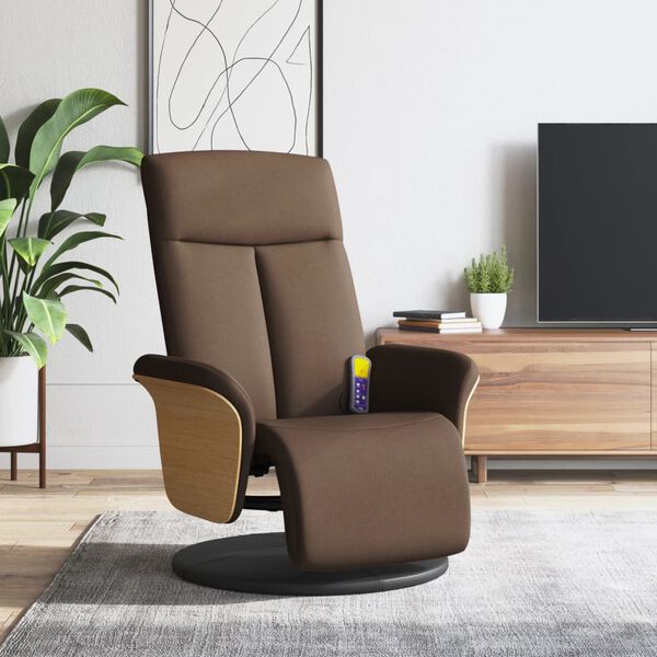 vidaXL Fauteuil inclinable de massage avec repose-pieds marron tissu