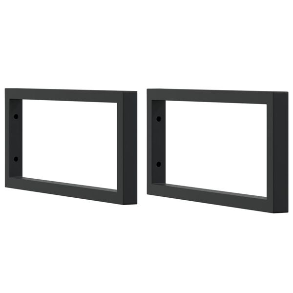 vidaXL Supports d'&eacute;tag&egrave;res pour lavabo 2 pcs noir rectangulaire acier