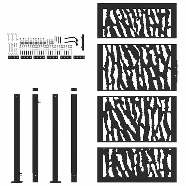 vidaXL Portail de jardin noir 100x175 cm en acier avec motif de traces