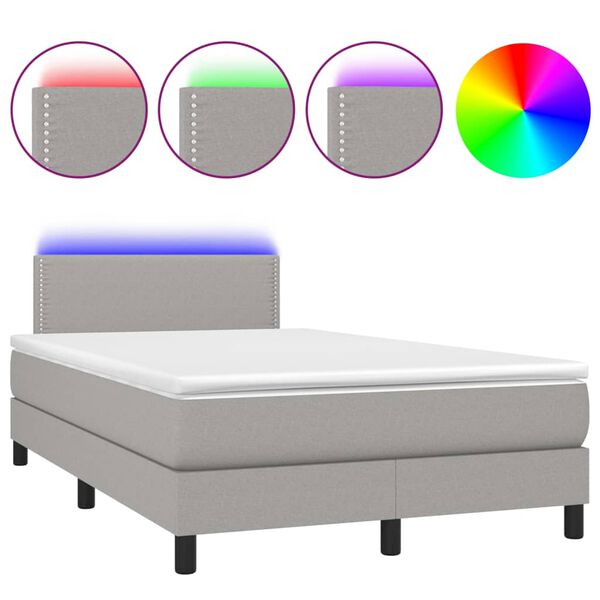 vidaXL Sommier &agrave; lattes de lit matelas LED Gris clair 120x200 cm Tissu