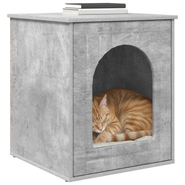 vidaXL Maison pour chat B&eacute;ton 53 x 52 x 62 cm Bois d'ing&eacute;nierie