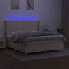 vidaXL Sommier &agrave; lattes de lit matelas et LED Cr&egrave;me 180x200 cm Tissu