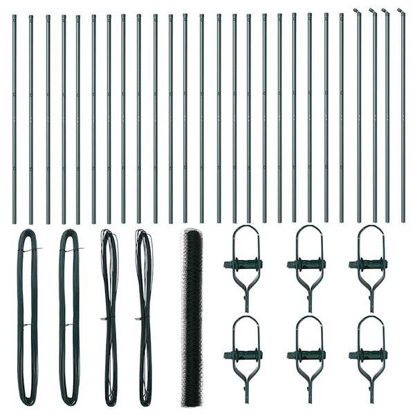 vidaXL Poteau de cl&ocirc;ture. Vert 50 x 1,5 m (maille de 36 mm)