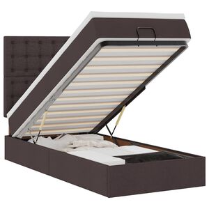 vidaXL Lit ottoman avec matelas et LED marron fonc&eacute; 90x200 cm tissu