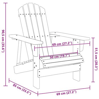 vidaXL Chaise Adirondack blanc 69x85x90,5 cm bois massif de sapin