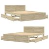 vidaXL Cadre de lit et tête de lit sans matelas chêne sonoma 135x190cm