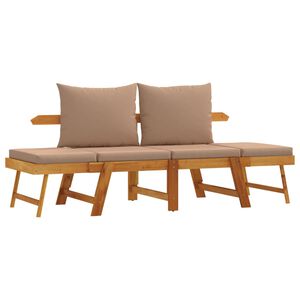 vidaXL Banc de jardin avec coussins 2 en 1 bois d'acacia massif