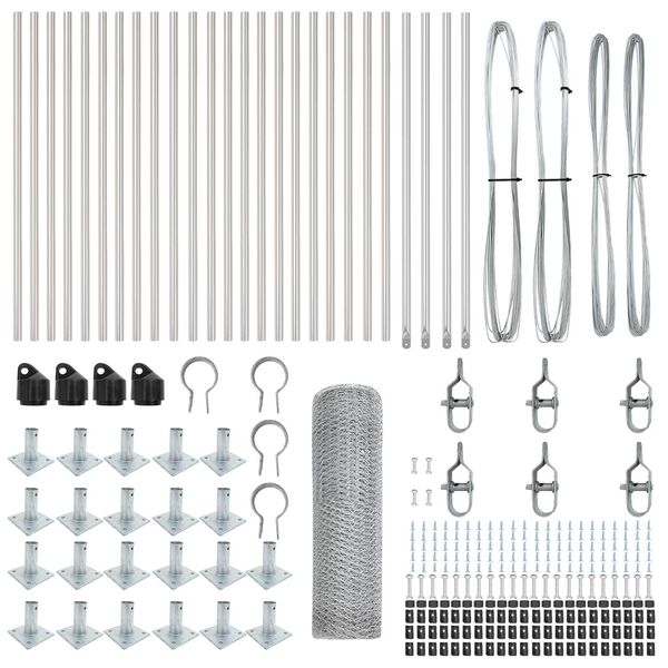 vidaXL Poteau de cl&ocirc;ture. Argent&eacute; 50 x 0,6 m (maille de 13 mm) Acier