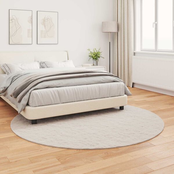 vidaXL Tapis en Fourrure Synth&eacute;tique de Lapin Olite Beige &Oslash; 200 cm