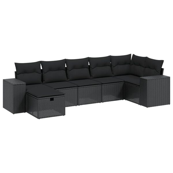 vidaXL Salon de jardin 8 pcs avec coussins noir r&eacute;sine tress&eacute;e