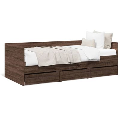 vidaXL Lit de jour avec tiroirs sans matelas chêne marron 90x190 cm