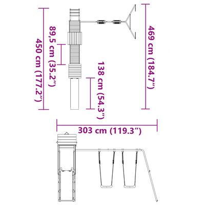 vidaXL Aire de jeux d'extérieur bois massif de douglas