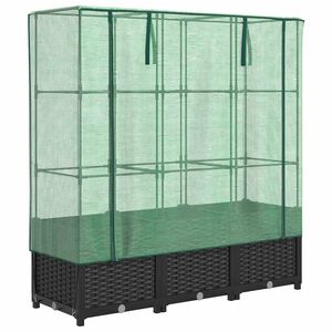 vidaXL Jardini&egrave;re sur&eacute;lev&eacute;e avec housse aspect rotin 120x40x138 cm