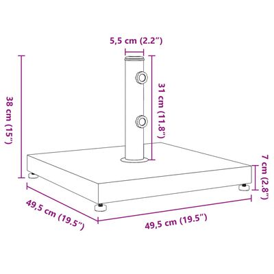 vidaXL Base de parasol pour mâts Ø32/38/48 mm 28 kg carré