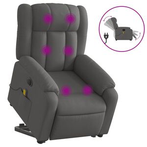 vidaXL Fauteuil inclinable de massage &eacute;lectrique Gris fonc&eacute; Tissu