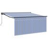 vidaXL Auvent manuel 3 x 2,5 m Ray&eacute; bleu et blanc 100 % polyester