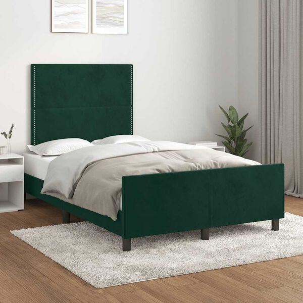vidaXL Cadre de lit sans matelas vert fonc&eacute; 120x200 cm velours