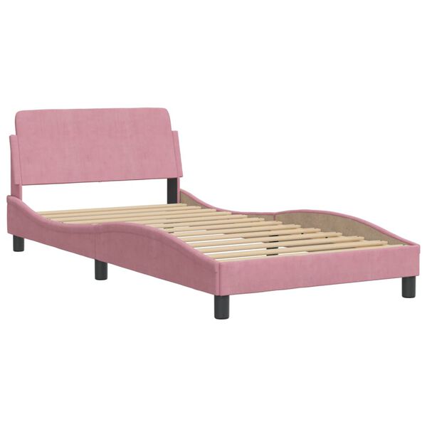 vidaXL Lit avec matelas Dover rose 100x200 cm velours